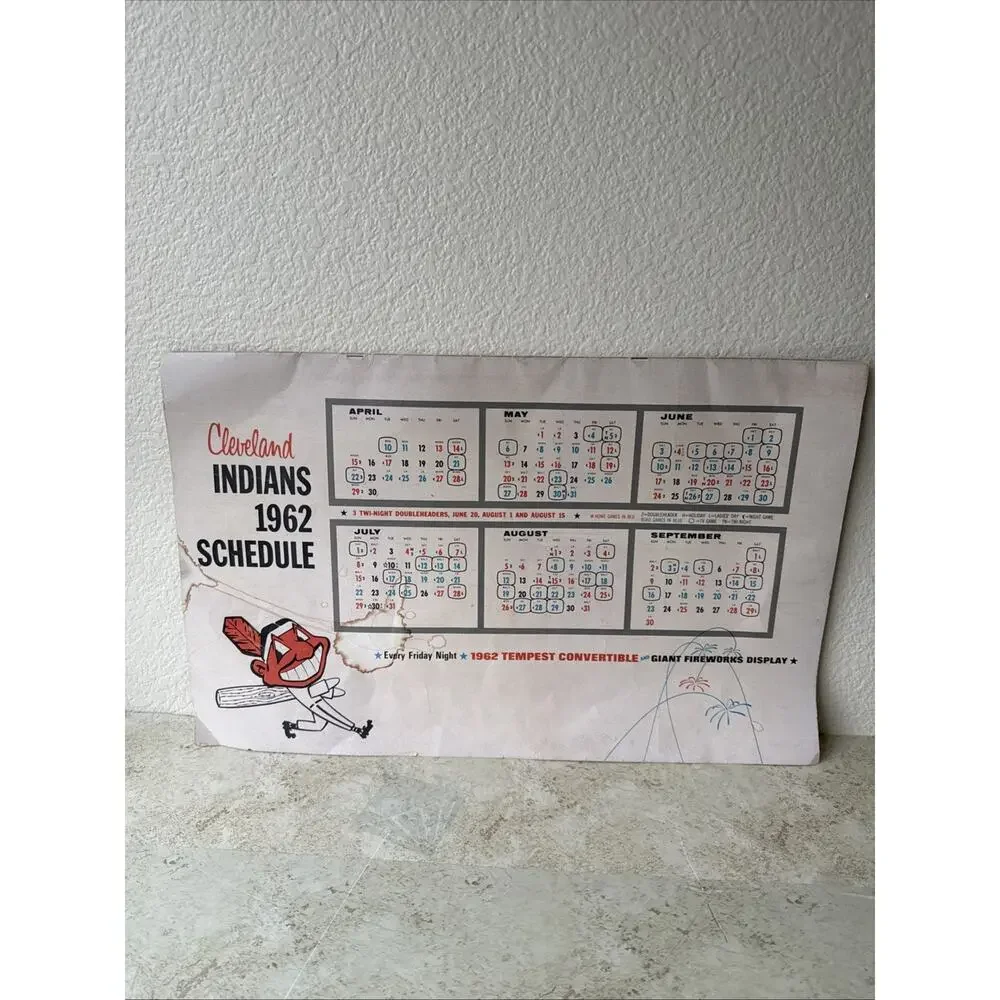 1962 Cleveland Indians baseball Sketchbook large size 21 1/2